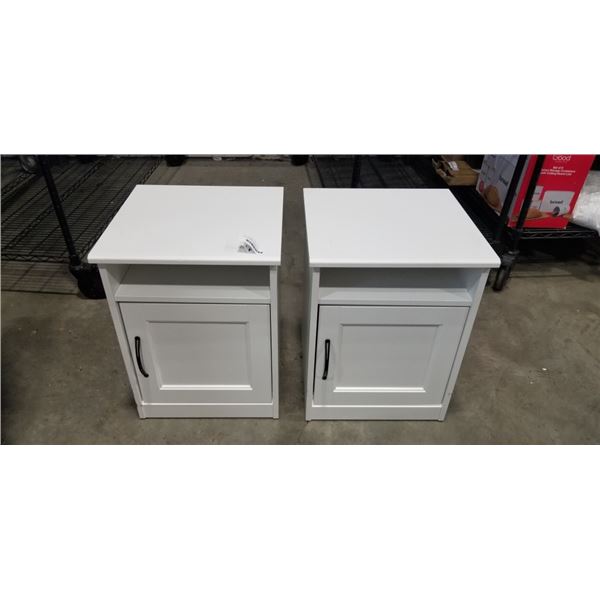 PAIR OF WHITE SIDE TABLES