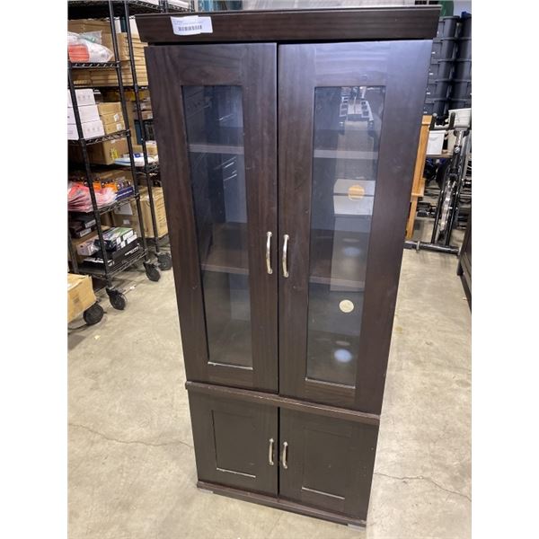 DARK FINISH 4 DOOR STORAGE CABINET
