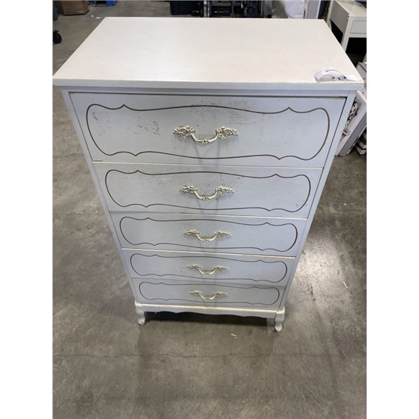 5 DRAWER FRENCH PROVINCIAL HIGHBOY CHEST