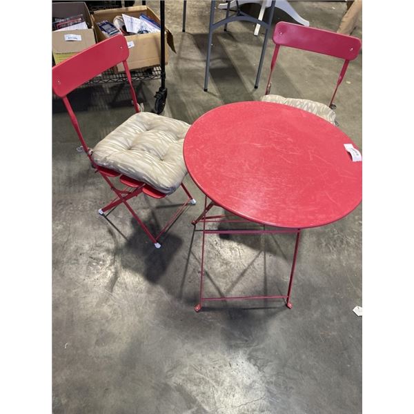 3PC RED FOLIDNG BISTRO PATIO SET