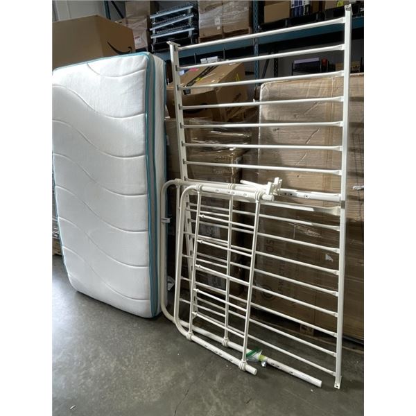 WHITE METAL SINGLE SIZE BEDFRAME WITH MATTRESS