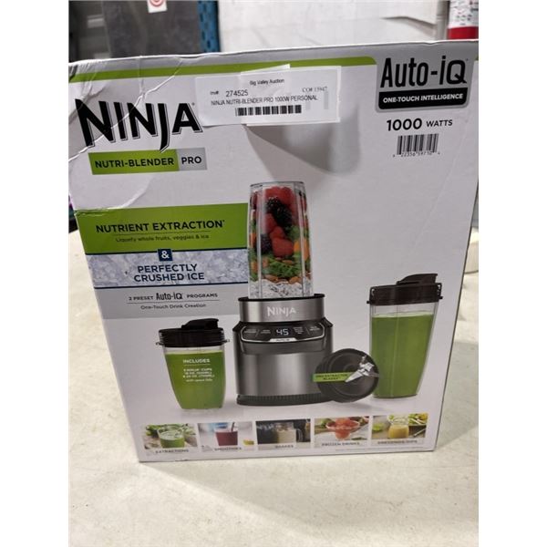 NINJA NUTRI-BLENDER PRO 1000W PERSONAL BLENDER W/ AUTO-IQ - TESTED WORKING, RETAIL $159