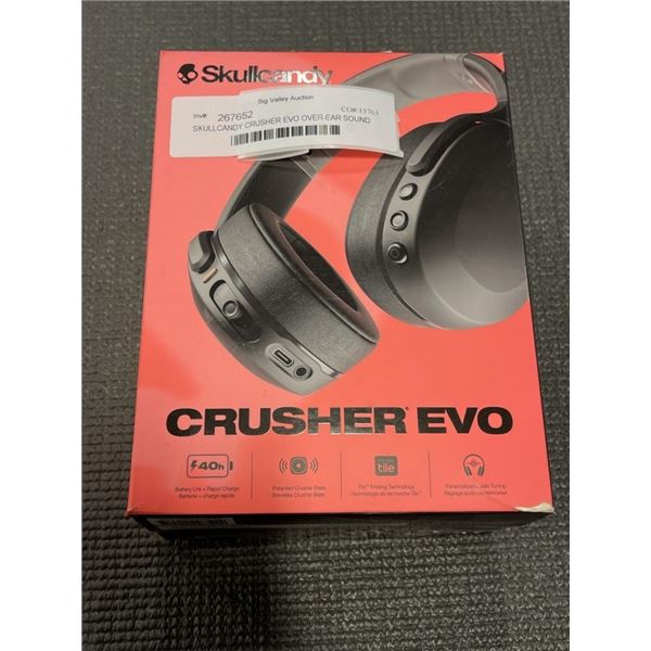 SKULLCANDY CRUSHER EVO OVER-EAR SOUND ISOLATING BLUETOOTH HEADPHONES - TESTED WORKING, RETAIL $199