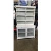 Image 1 : WHITE IKEA SERVING CABINET WITH HUTCH DISPLAY TOP
