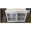 Image 3 : WHITE IKEA SERVING CABINET WITH HUTCH DISPLAY TOP