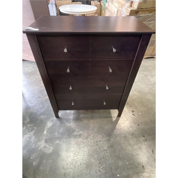 4 DRAWER HIGHBOY DRESSER, DARK FINISH