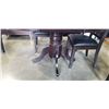 Image 6 : DARK FINISH PEDESTAL DINING TABLE WITH EXTENSION AND 6 LEATHER SEAT CHAIRS, GOOD CONDITION