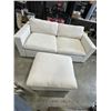 Image 1 : MODERN BEIGE DEEP SEATING  MODULAR LOVESEAT ANBD STORAGE OTTOMAN, GOOD CONDITION, NO RIPS OR TEARS