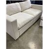 Image 2 : MODERN BEIGE DEEP SEATING  MODULAR LOVESEAT ANBD STORAGE OTTOMAN, GOOD CONDITION, NO RIPS OR TEARS