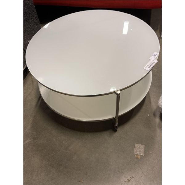 ROLLING GLASS TOP COFFEE TABLE