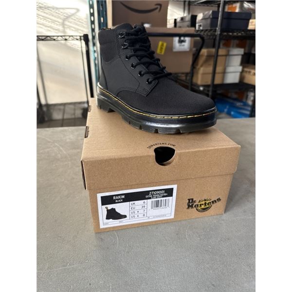 NEW PAIR OF DR. MARTENS AIR WAIR RAKIM BLACK EXTRA TOUGH 50/50 AJAX SIZE US MENS 7, LADIES 8