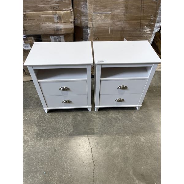 PAIR WHITE 2 DRAWER NIGHT STANDS