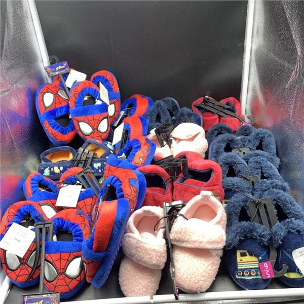 LOT OF NEW CHILD SIZE SLIPPERS AND FOOTWEAR