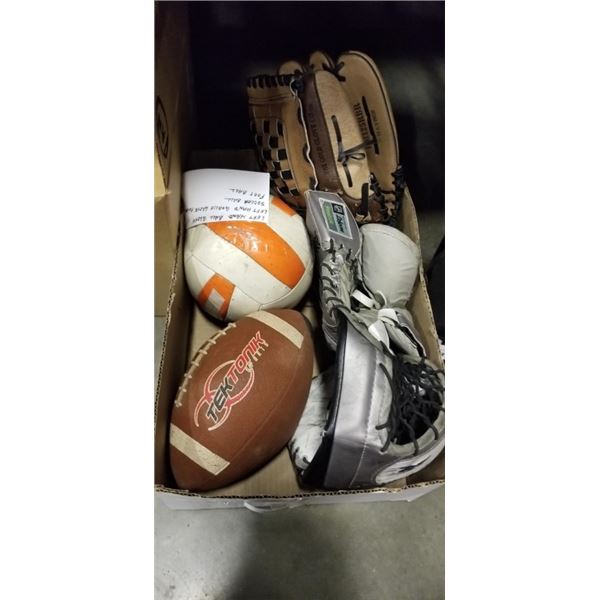 FOOTBALL, VOLLEYBALL, HOCKEY GLOVE AND BASEBALL GLOVE