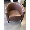 Image 1 : BROWN LEATHER TUB CHAIR