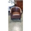 Image 1 : BROWN LEATHER TUB CHAIR