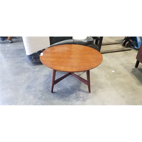 WALNUT FINISH MODERN ROUND COFFEE TABLE , 36 INCH DIAMETER