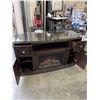 Image 2 : ELECTRIC HEAT AND FLAME LIGHT UPO FIREPLACE CONSOLE WITH GLASS TOP, WORKING