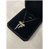 Image 2 : NEW 14K GOLD PLATED 34.0M SIMULATED DIAMOND (CZ) BOW NECKLACE - CHAIN 18" LONG