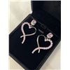 Image 2 : NEW PLATINUM PLATED 1.0CT EACH EMERALD CUT PINK SIMULATED DIAMOND (CZ) DANGLE EARRINGS