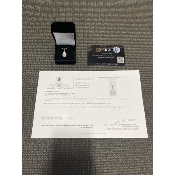 1.00 CT GRA CERTIFIED PEAR CUT MOISSANITE STONE VVS D COLOR WITH THE 19 ROUND BRILLIANT CUT CUBIC ZI