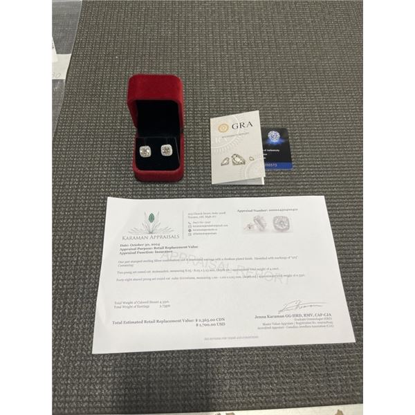 1.00 CT TW GRA CERTIFIED ROUND BRILLIANT CUT MOISSANITE STONES VVS VIVID BLUISH GREEN COLOR WITH 50 