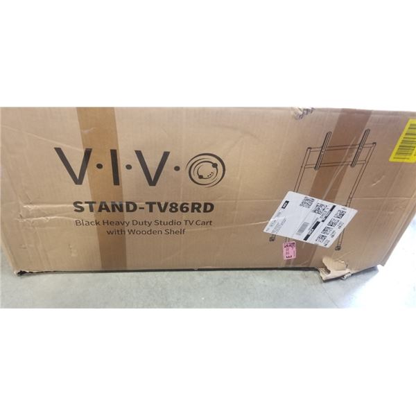VIVO BLACK HEAVY DUTY STUDIO TV CART WITH WOODEN SHELF