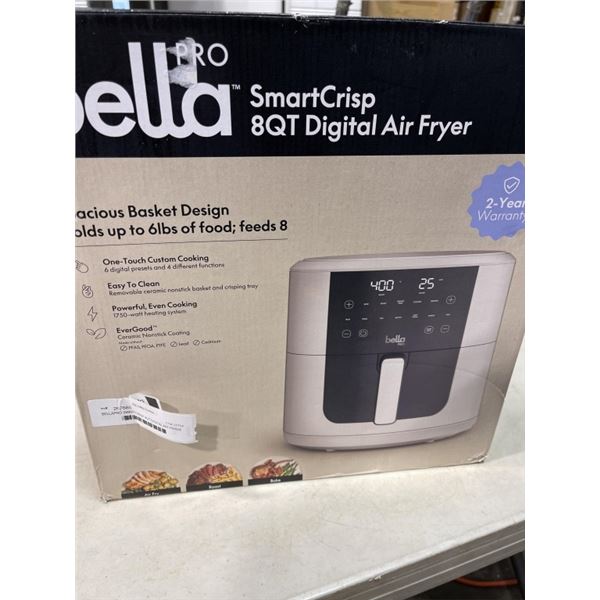 BELLAPRO SMARTCRISP 8QT DIGITAL AIR FRYER W/ EVERGOOD CERAMIC - TESTED WORKING, RETAIL $249