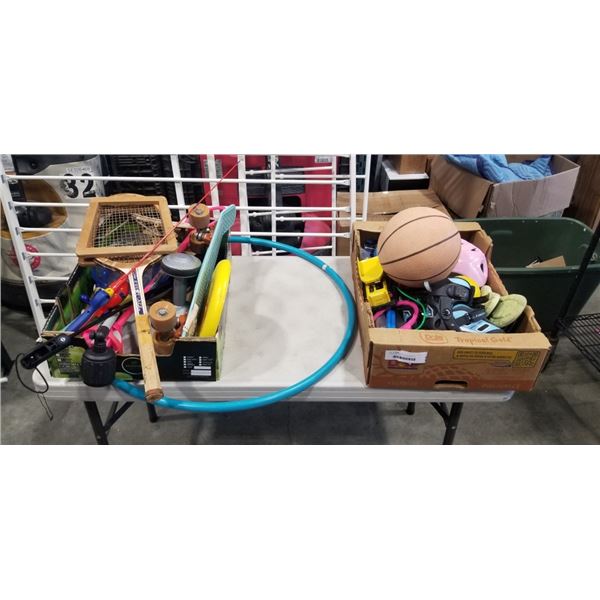 2 BOXES OF KIDS TOYS AND SPORTS GOODS