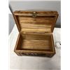 Image 3 : VINTAGE HAND CARVED WOOD JEWELLRY OR TRINKET BOX/ CASE, 10" x 5 3/4" GOOD CONDITION