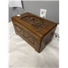 Image 4 : VINTAGE HAND CARVED WOOD JEWELLRY OR TRINKET BOX/ CASE, 10" x 5 3/4" GOOD CONDITION