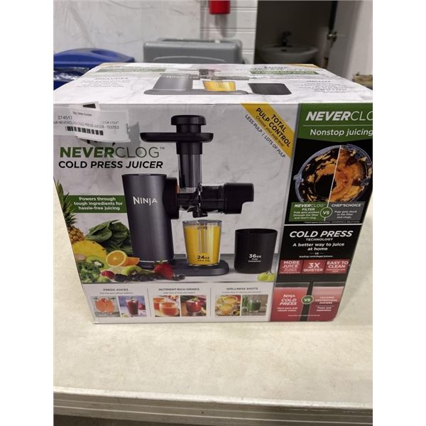 NINJA NEVERCLOG COLD PRESS JUICER - TESTED WORKING, RETAIL $189