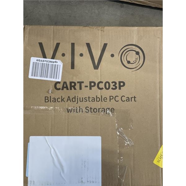VIVO BLACK ADJUSTABLE PC CART WITH STORAGE