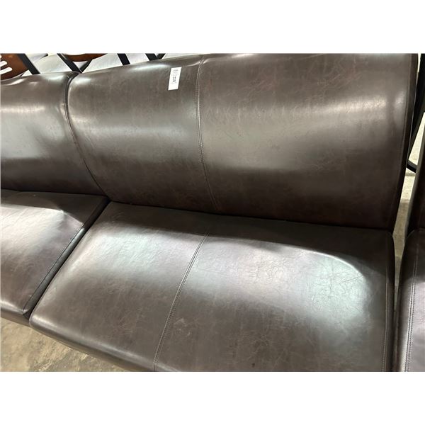 3-Mocha Leather Style Lobby Benches - 3 X $