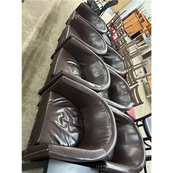 7-Mocha Leather Style Lounge Chairs - 7 X $