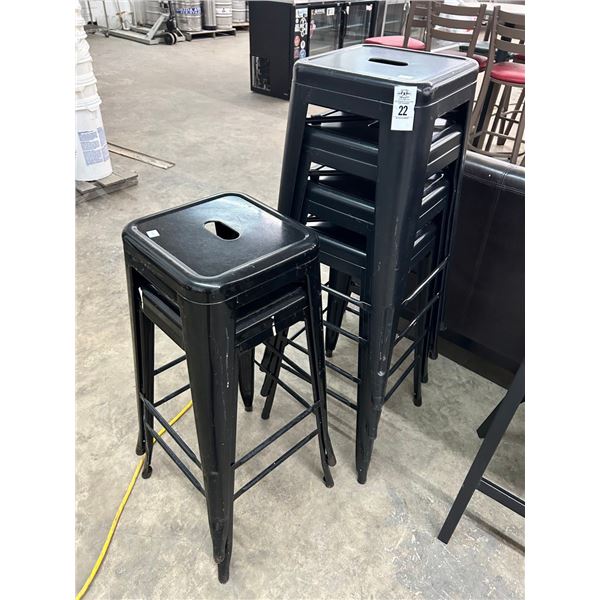 6-Black Metal Patio Bar Stools - 6 X $