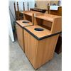 Image 2 : Oak Mica Trash Can Cabinet - Pair