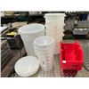 Image 1 : Measuring Bins w/Some Lids, Red Storage Bins