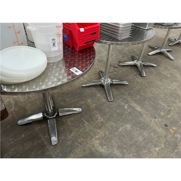 5-Brushed Metal Patio Pedestal Round Dining Table - 5 X $