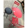 Image 1 : Red Folding 2 Top Bistro Table w/2 Chairs/Black Stool