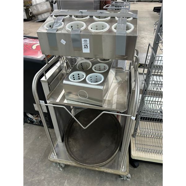 Lowerator Cart w/Utensil Bin, Oval Serving Trays