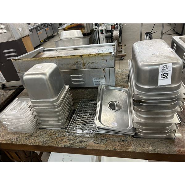 Third Insert Pans 10, Sixth Size Insert Pans 8 w/Lids