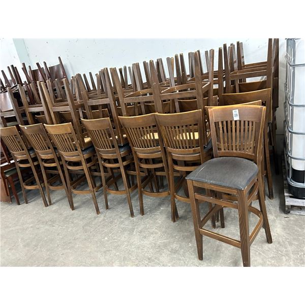 36-Oak Padded Spindle Back Bar Stools - 36 X $