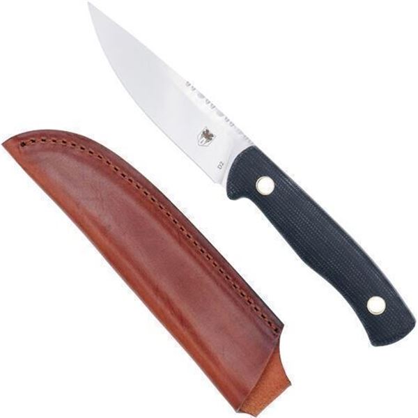COBRATEC KOONSMAN 4" FIXED BLD BLACK D2 W/LEATHER SHEATH