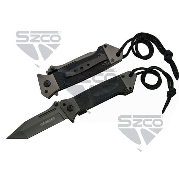 SZCO 5" BLACK TANTO TASK FORCE LINER LOCK