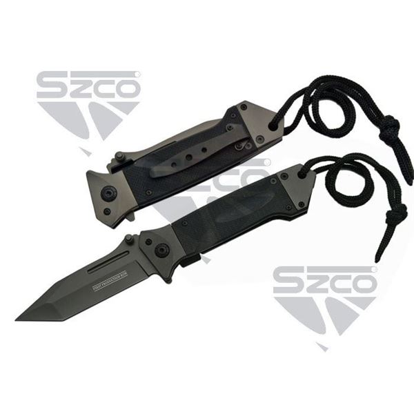 SZCO 5" BLACK TANTO TASK FORCE LINER LOCK