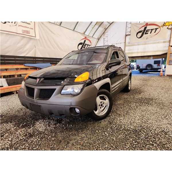 PARKSVILLE - 2001 PONTIAC AZTEC, BLACK, 220014 KMS, ALL WHEEL DRIVE. - B544944