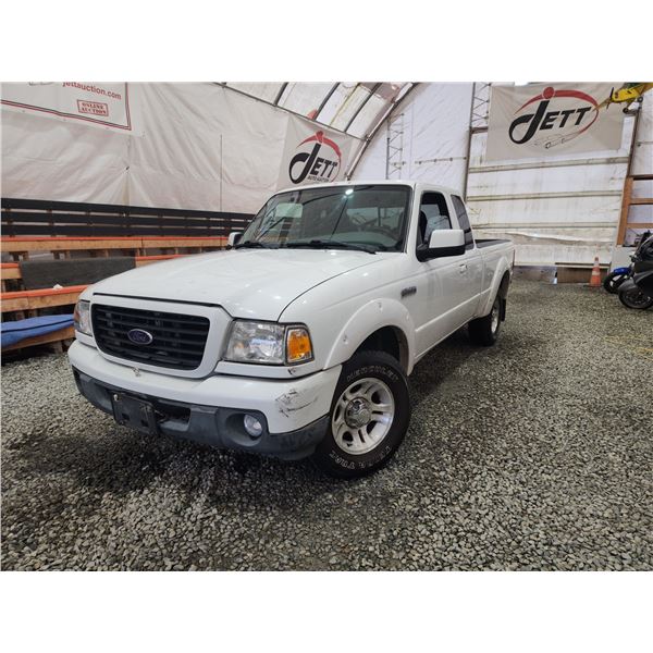 PARKSVILLE - 2008 FORD RANGER, WHITE, 165242 KMS, REAR WHEEL DRIVE. - BA55308