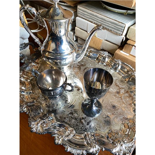 414 -- PLATTER AND TEA POT SET