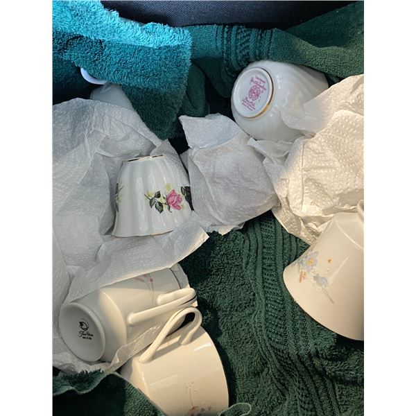 419 -- MIXED TEA CUPS WITH SAUCERS